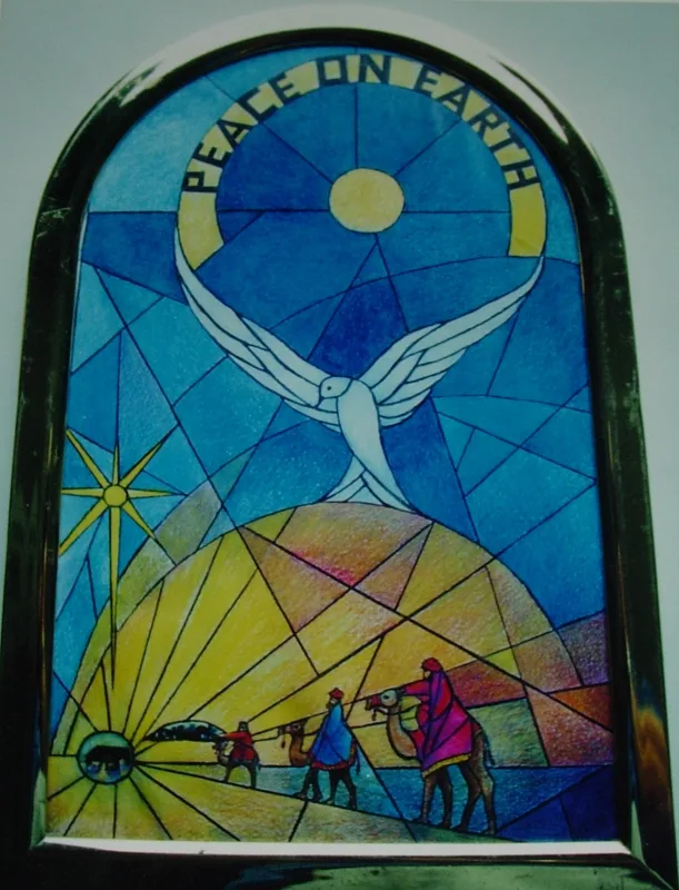 d stained glass design Peace on Earth 10x14