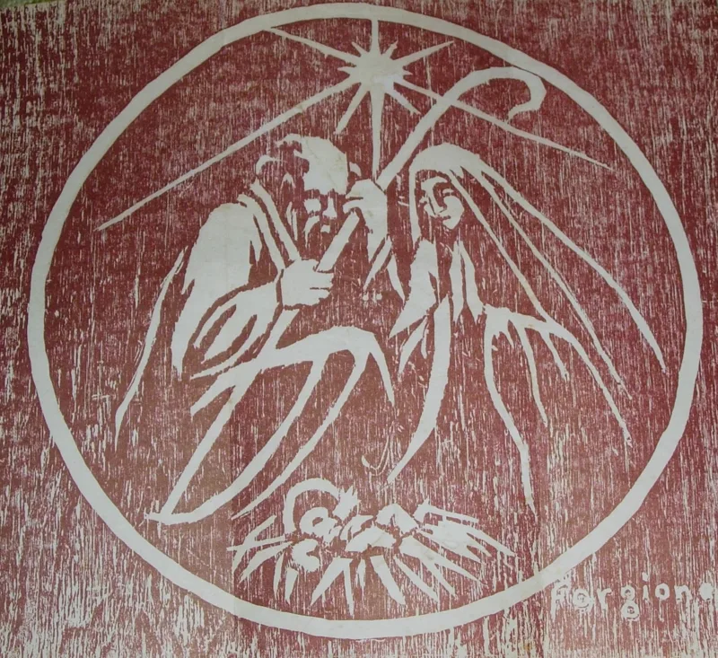 sculpture  Christmas woodcut 12x12
