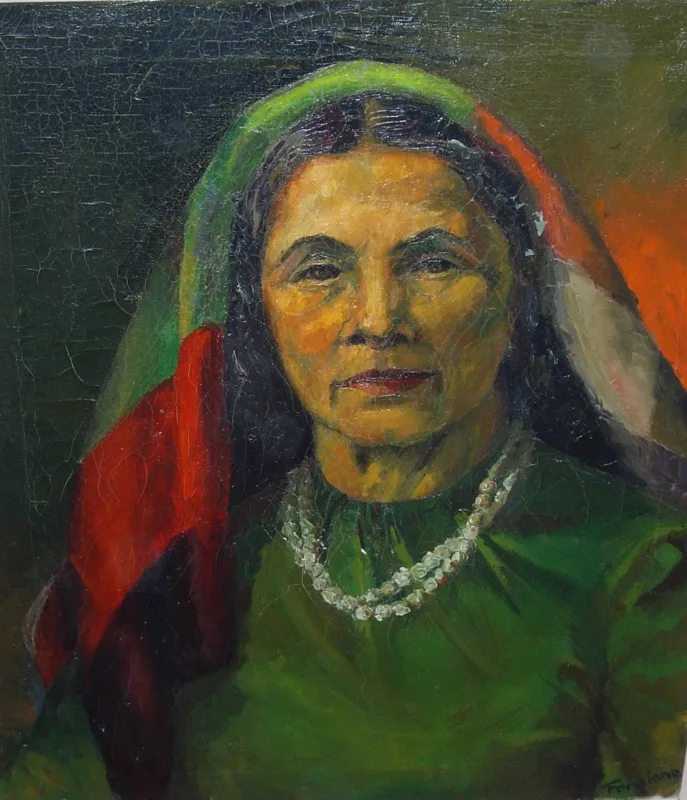 oil Green Lady 12x16 1948