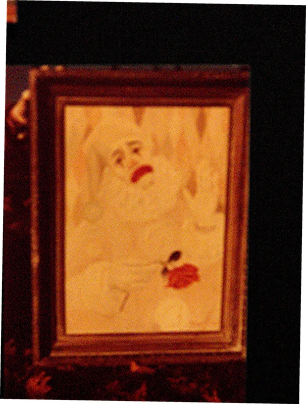 oil Sad Clown with Rose 14x22