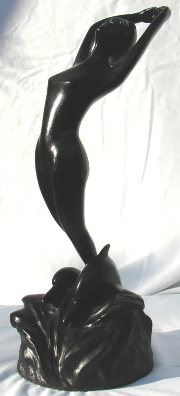 sculpture Dancing With the Dolphins ebony 6x16