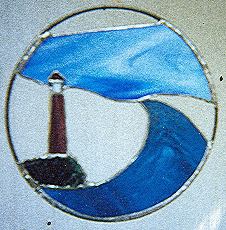 stained glass lighthouse  7 in. dia.