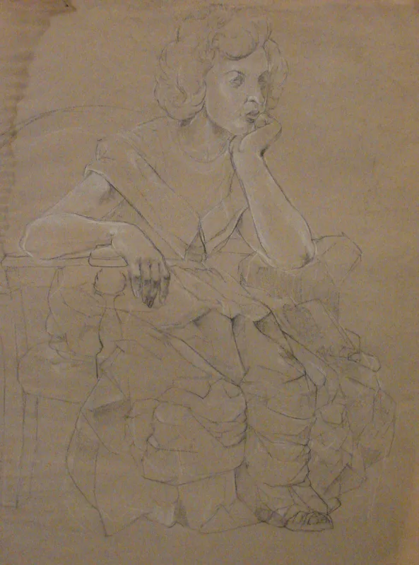 d Woman Sitting charcoal 18x24