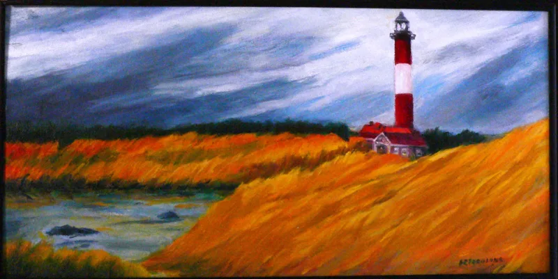 oil Fire Isl. Light House N.Y.12x28