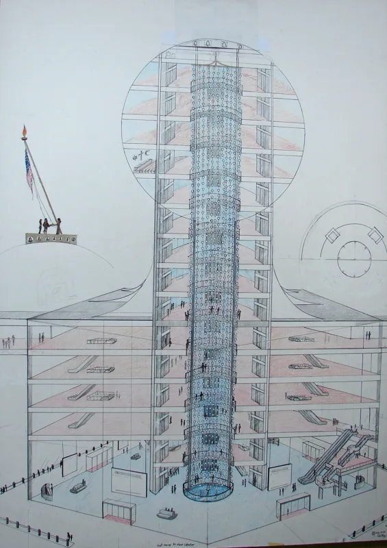 p World Trade Center proposal Memorial Tower cut away 30x40