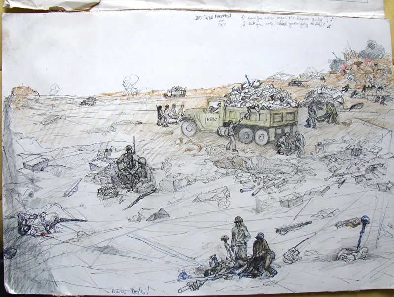 d WWII By the Truckload burial detail at Iwo Jima 12x16