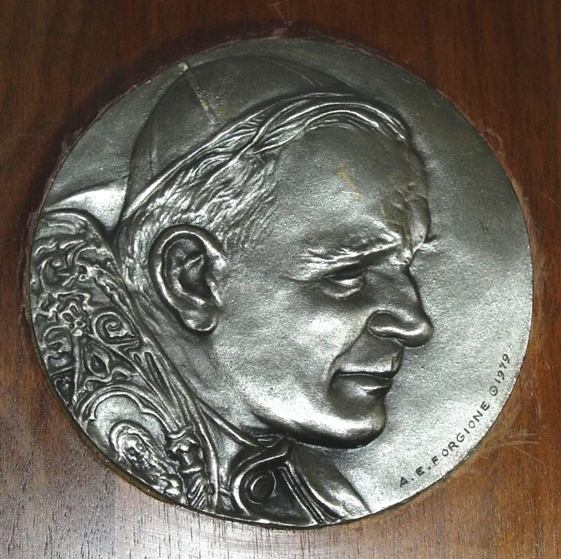 sculpture gift to Pope John Paul II  bronze 8in. dia. 1979