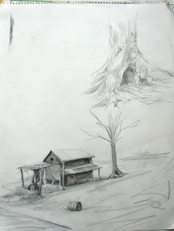 d sketchbook N.C. Tobacco Barn 10x14