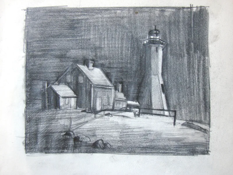 d sketchbook Scituate Light 9x12