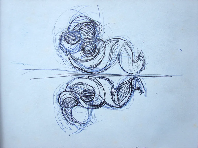 d sketchbook study for sculpture Opposites 9x12