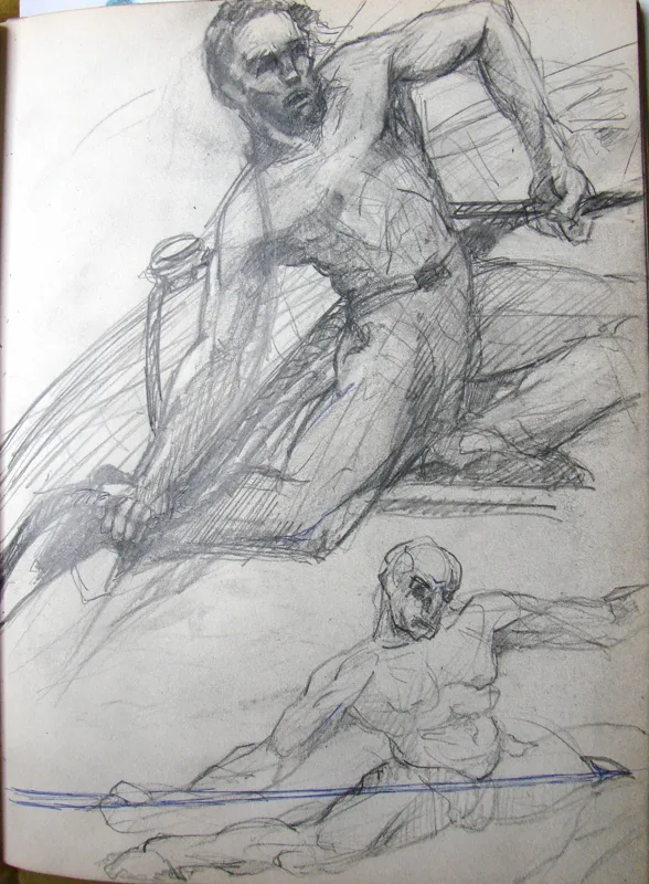 d sketchbook Hold the Line 9x12