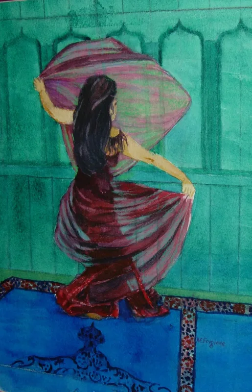 w mideastern dancers Veil 11x14 2002