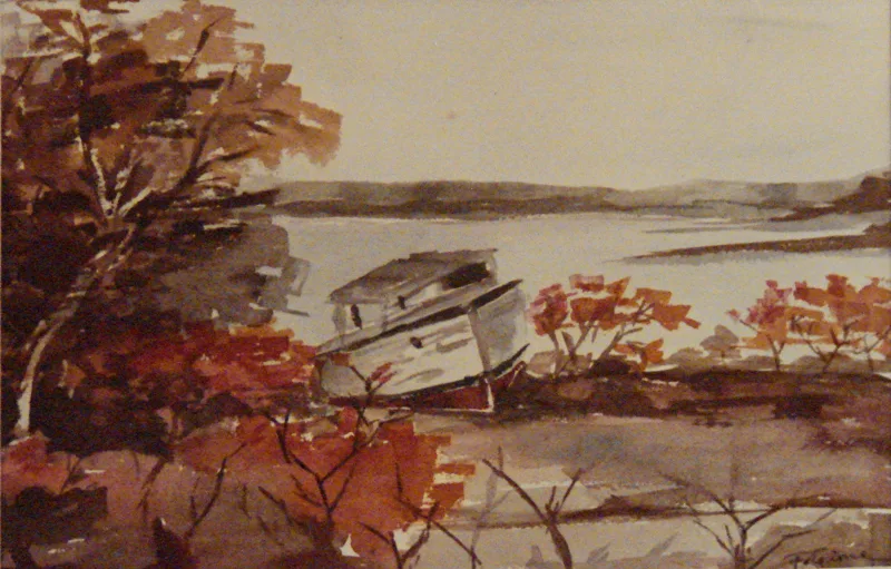 w Beached Boat 16x22