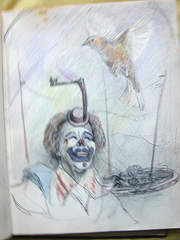d sketchbook Clown and Bird 8x10