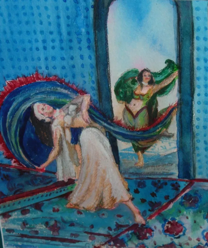 w mideastern dancers Duet 11x14 2002