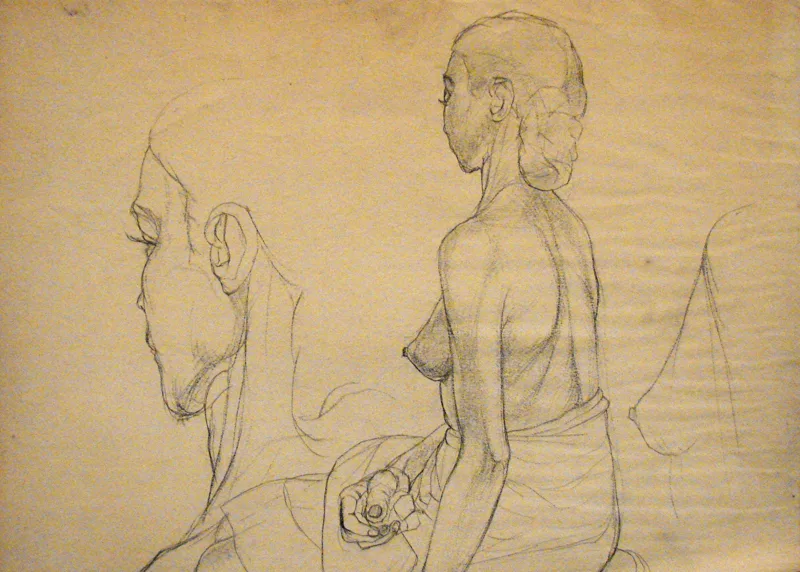 d nude Torso conte drawing 18x24