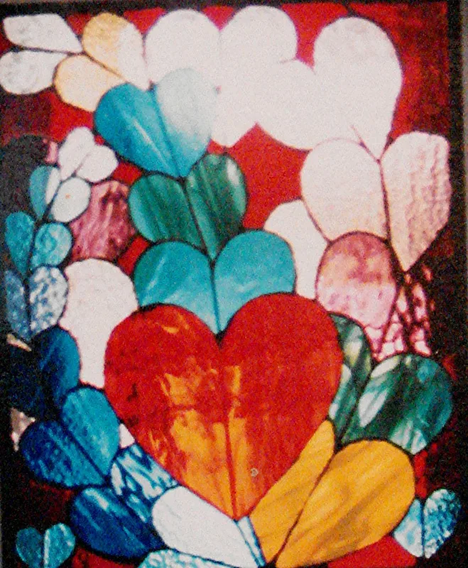 stained glass hearts 1 16x24